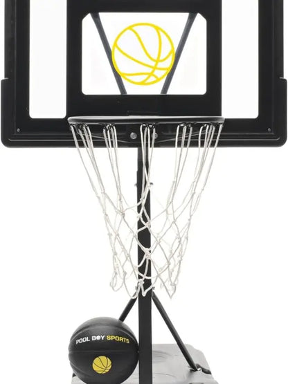 Dunnrite All-In-One Pool Basketball Hoop Set with Adjustable Goal, Composite Ball & Pump  Matte Black Heavy Duty for All Ages