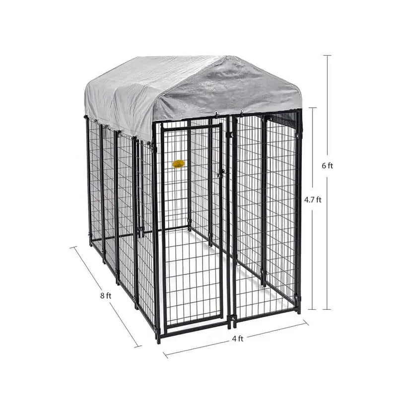 KennelMaster 4 ft. x 8 ft. x 6 ft. Welded Wire Dog Fence Kennel Kit DK648WC