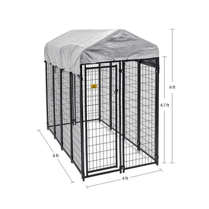 KennelMaster 4 ft. x 8 ft. x 6 ft. Welded Wire Dog Fence Kennel Kit DK648WC