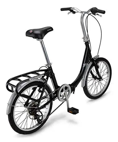 Schwinn Loop Folding Bike  7-Speed, 20″ Wheels, Step-Through Aluminum Frame, Rear Rack, Lightweight Commuter or Travel Option