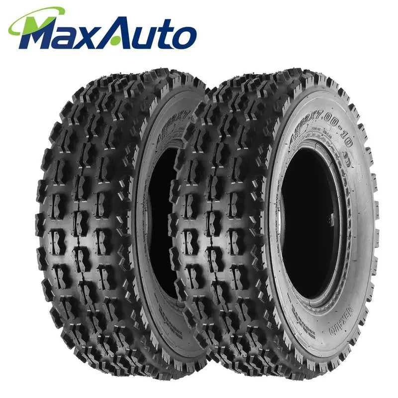 Set of 2 Maxauto 22¡Á7-10 22-7-10 Front ATV Tires Quad Sport ATV UTV Tires 22x7x10 4-Ply Mud Sand Snow and Rock Tires Tubeless Knobby Sport Tires