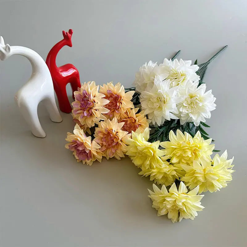 Dahlia-Inspired Silk Bouquet  Mixed Rose and Peony Arrangement for Desktop & Interior Styling