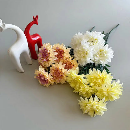 Dahlia-Inspired Silk Bouquet  Mixed Rose and Peony Arrangement for Desktop & Interior Styling
