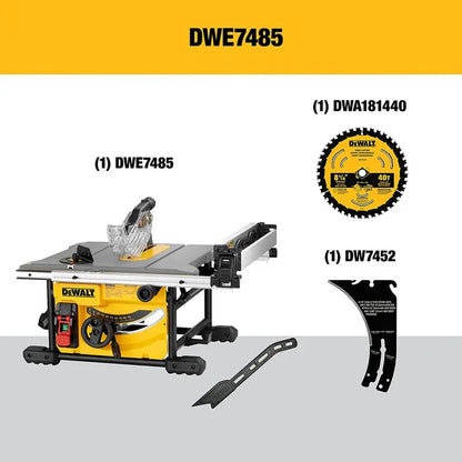 DEWALT DWE7485 Jobsite Table Saw  8-1/4″ Compact Design for Portability & Precision