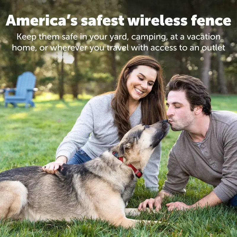 PetSafe Stay & Play Wireless Pet Fence for Stubborn Dogs  Adjustable, Portable, No Digging Required, Covers 3/4 Acre, Rechargeable Collar