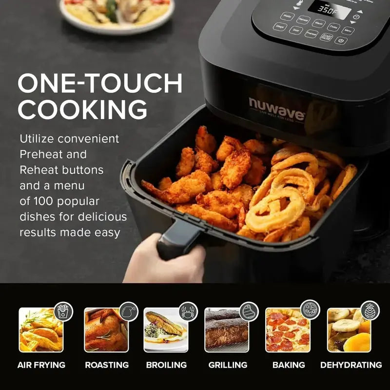 Nuwave Brio 15.5-Quart Air Fryer Oven  Rapid Reheating, Baking, and Dehydrating Appliance