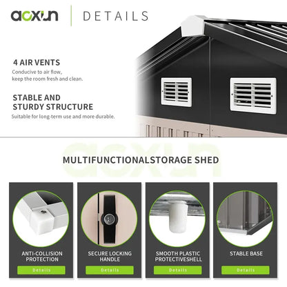 Aoxun 6.4×4 FT Compact Outdoor Storage Shed  Weatherproof Tool & Garden Equipment Enclosure