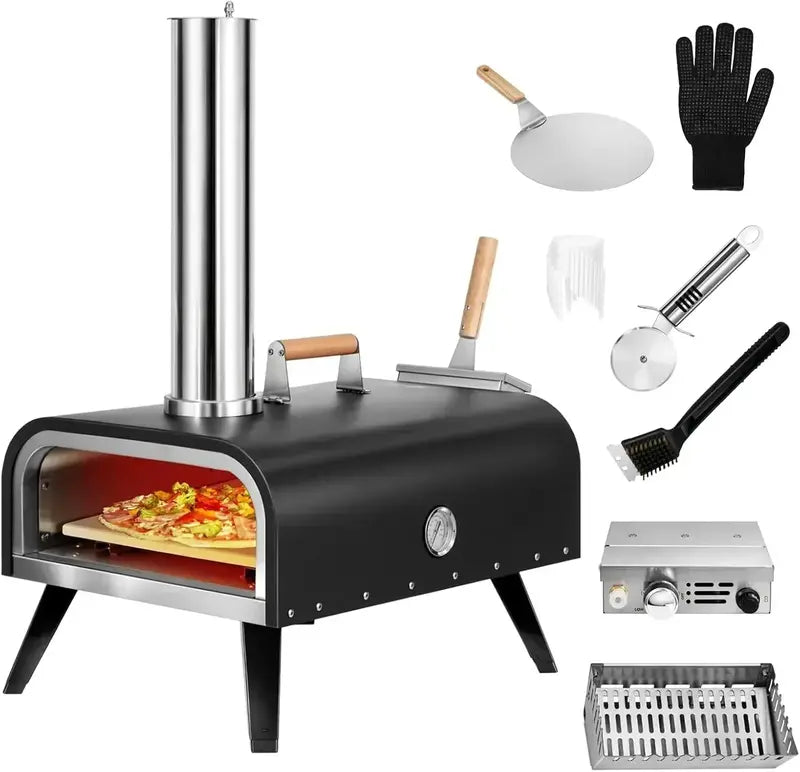 EDOSTORY Wood-Fired Outdoor Pizza Oven  Includes Stone Peel, Grill Rack, and Patio-Ready Design