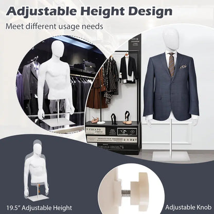 PP Torso Mannequin for Tailoring — Lightweight Male Model Display Stand