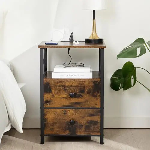 AMHANCIBLE Charging Nightstand Set  2-Piece Modern Bedside Tables with USB & Wireless Charging