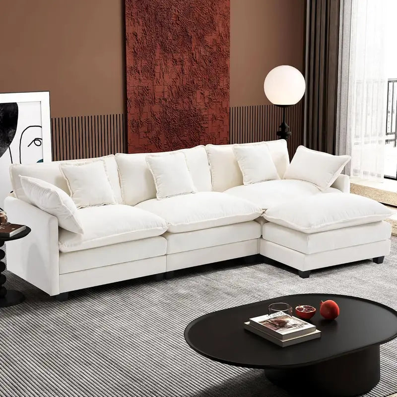 ihanherry 146-Inch Modern U-Shaped Modular Cloud Sofa  Customizable Layout