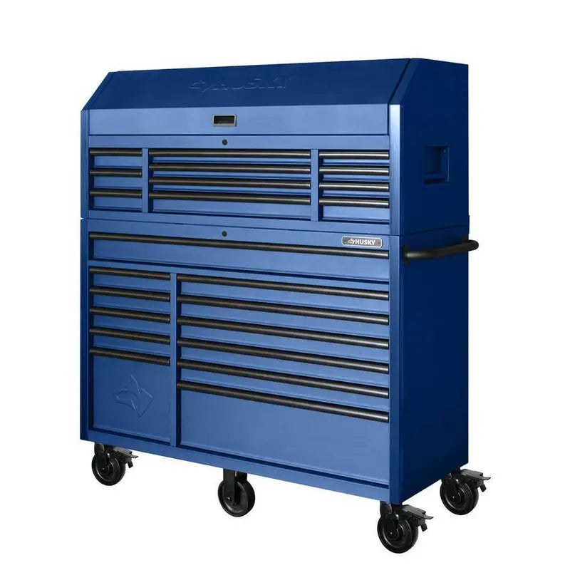 23-Drawer Heavy-Duty Rolling Tool Chest & Cabinet Set  56-Inch Wide Matte Blue Professional Storage System