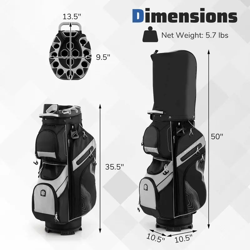Lightweight Molded Golf Bag with 14-Way Full-Length Club Dividers