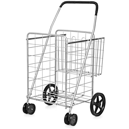 Jumbo Capacity Folding Shopping Cart  Multi-Use Carrier for Groceries, Luggage & More