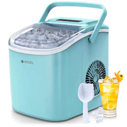 ecozy Countertop Ice Maker  9 Cubes in 6 Minutes, 26 lbs/Day Output, Self-Cleaning Function for Home, Office, or RV Use
