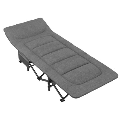 Heavy-Duty Folding Camping Cot with Integrated Mattress and Pillow  450 lb Capacity