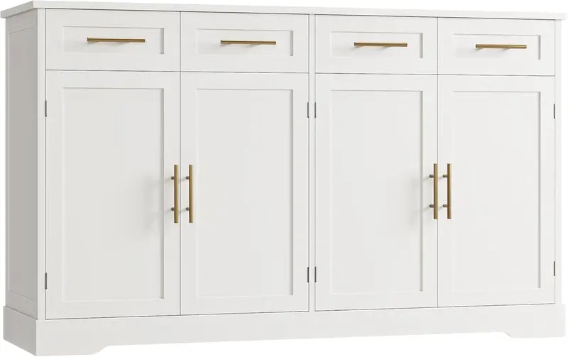 HOSTACK 60-Inch Large Kitchen Buffet  36-Inch Tall, 4-Drawer Storage Cabinet