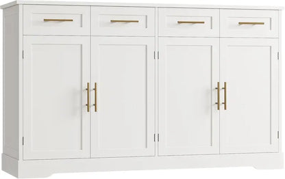 HOSTACK 60-Inch Large Kitchen Buffet  36-Inch Tall, 4-Drawer Storage Cabinet