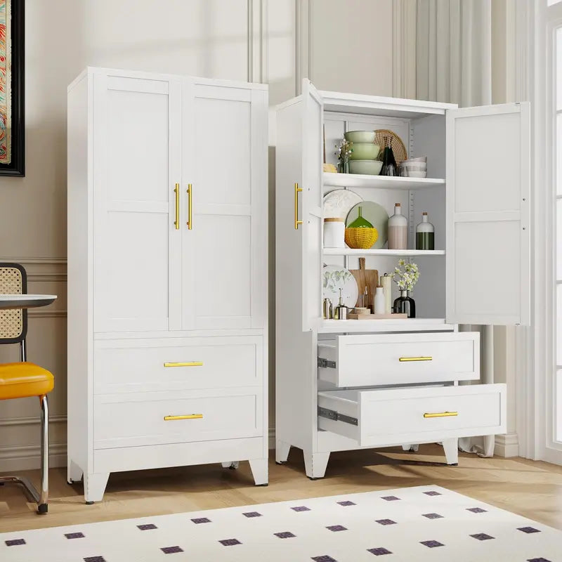 Industrial-Style Steel Armoire — 71-Inch Metal Clothing Storage Cabinet