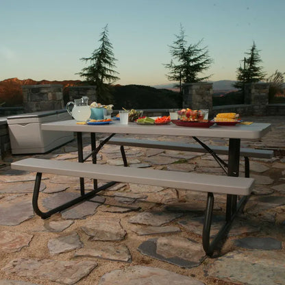 Lifetime 6-Foot Folding Picnic Table  Durable Putty-Colored Outdoor Table (Model 22119)