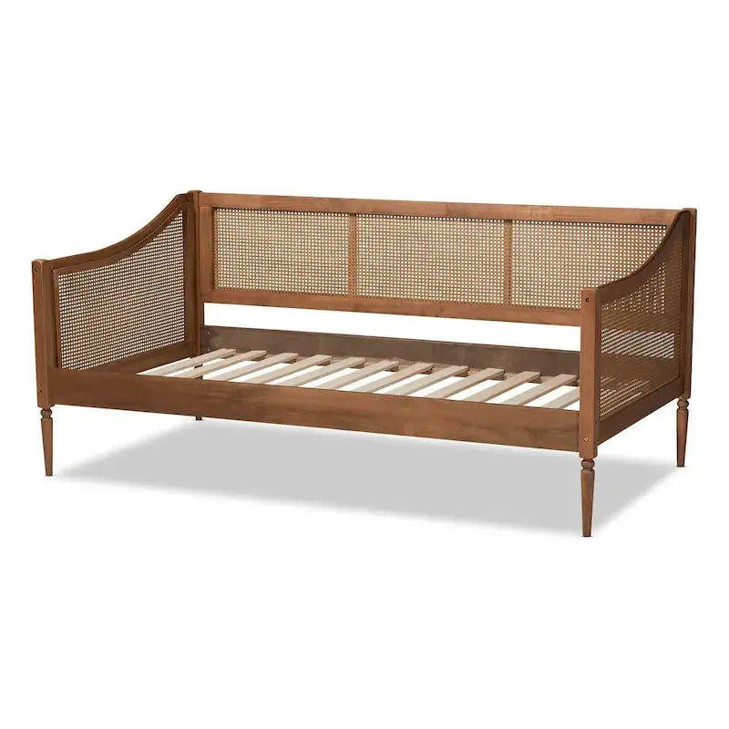 Ogden Twin Daybed  Mid-Century Modern Synthetic Rattan Lounger with Clean Lines