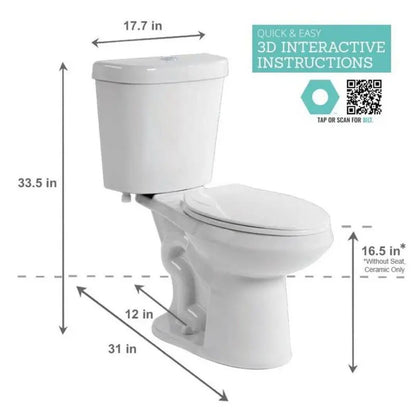 Glacier Bay High-Efficiency Toilet  2-Piece Elongated Design, 1.28 GPF Single Flush, White Finish