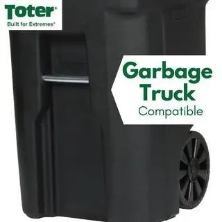 Toter 64 Gallon Black Outdoor Trash Can with Wheels & Lid, Durable & Recyclable