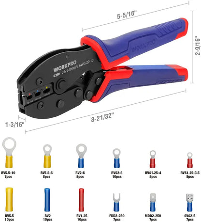WORKPRO Crimping Tool Kit  100-Piece Terminal Connector Set for Electrical Repairs