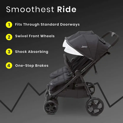 Jeep Destination Ultralight Double Side-by-Side Stroller for Toddlers