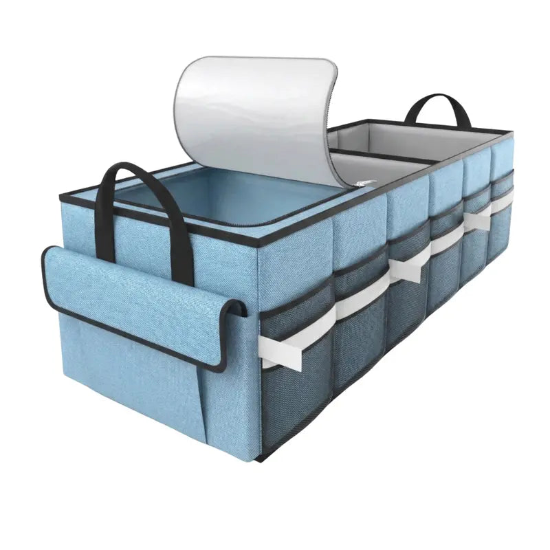 Collapsible Trunk Organizer for Cars Featuring a Leak-Proof Cooler Section
