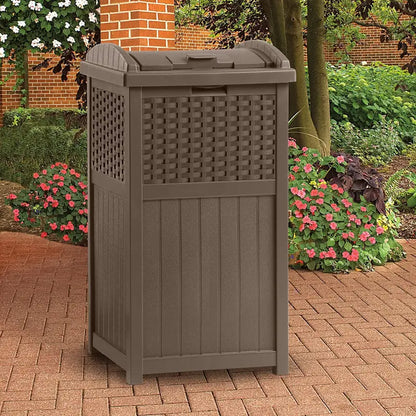 Dual-Use Outdoor Cart: 77-Qt Wicker-Style Cooler + 33-Gal Resin Waste Bin Set