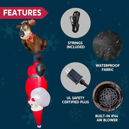 Syncfun 8 FT Inflatable Santa & Reindeer with LEDs for Outdoor Holiday Decor
