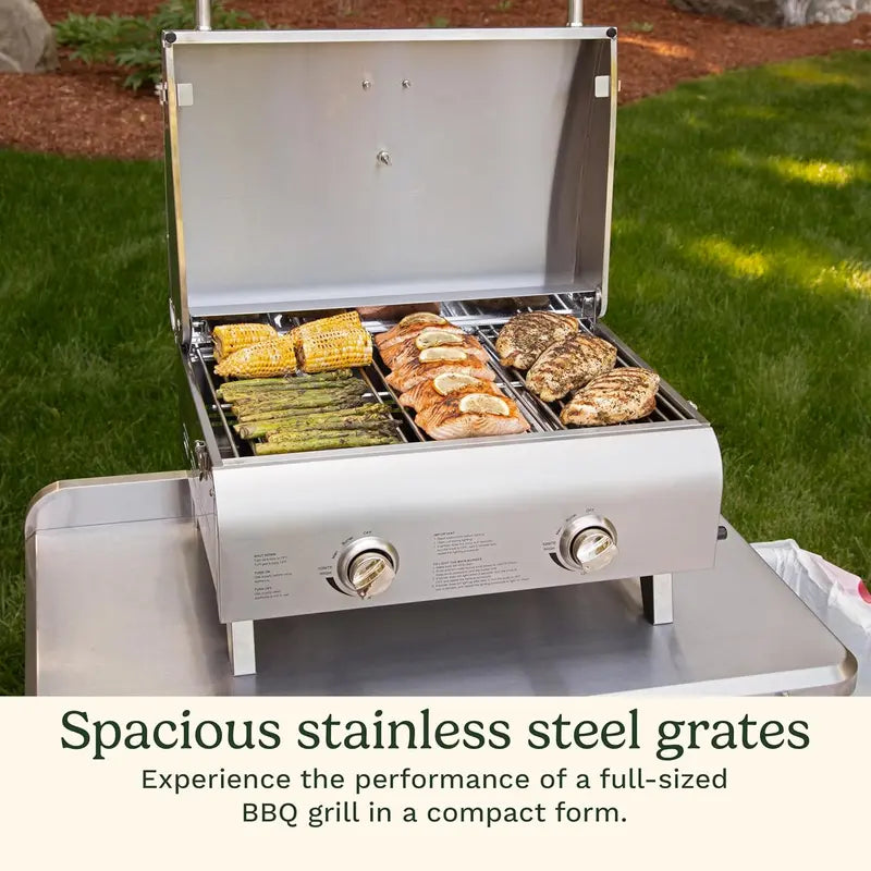 Cuisinart Chef’s Style Portable Propane Grill  Stainless Steel Tabletop Gas Grill (20,000 BTU)