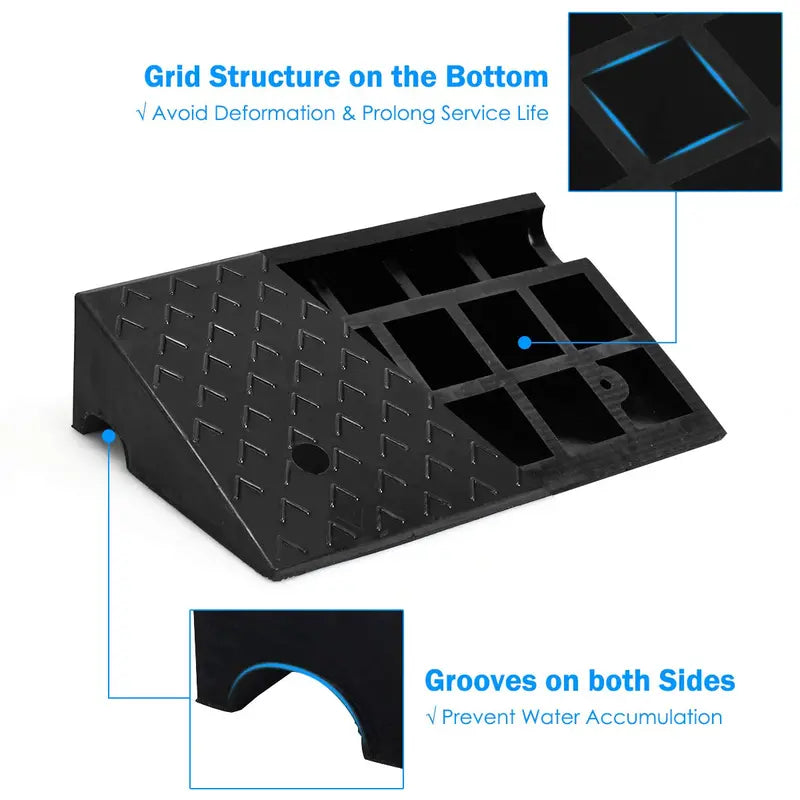 Dual Rubber Curb Ramps  5-Inch Rise, Lightweight Threshold Assist for Vehicles