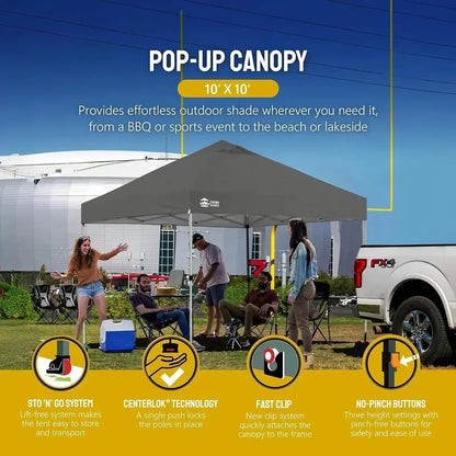 10×10 One-Click Pop-Up Awning  Silver-Coated Sunshade Canopy for Beach, Picnic & Outdoor Events