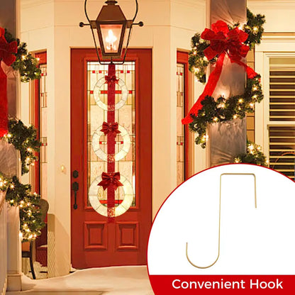 Set of Three 5.8-Foot Lighted Holiday Wreaths with 450 LEDs and Elegant Red Ribbon Accents