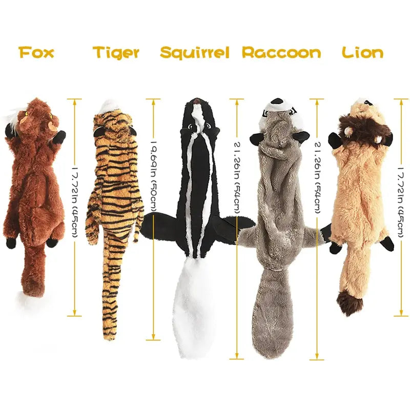 Plush Paws No-Stuffing Squeaky Dog Toy Set  5 Pack, Durable & Safe for All Breeds