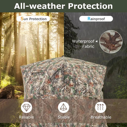 Full-Access 360° Hunting Blind  Zippered Entry, Carry Bag, and Compact Ground Shelter for Deer or Turkey