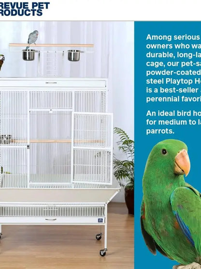 Prevue Pet Products Wrought Iron Bird Cage, Chalk White, 36″x24″x66″