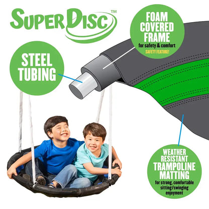 XDP Recreation All-Star Playground Metal Swing Set, 6-Leg, for 7 Kids, Heavy-Duty Steel, Includes Swings, Slide, Space Rider