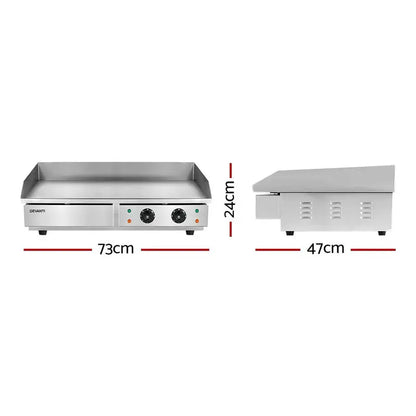 Devanti 73cm Commercial Electric Griddle  4400W BBQ Plate for High-Volume Cooking