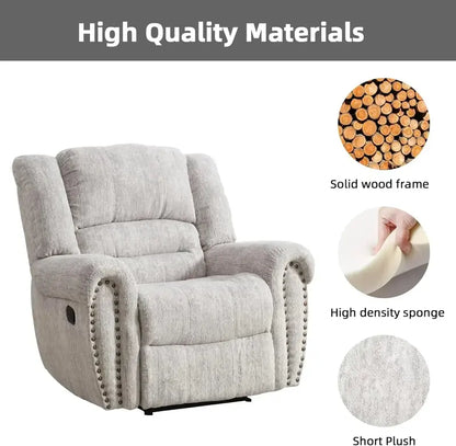 Classic Leather Manual Recliner  Traditional Single-Sofa Living Room Accent Chair