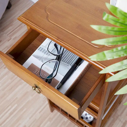 Wooden End Table with Storage Compartment