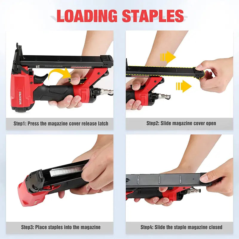 WORKPRO Pneumatic 20-Gauge Stapler for Carpentry, Woodworking & DIY