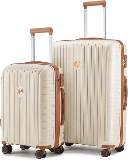 Lightweight 5-Piece PP Hardshell Carry-On Luggage Set  Dual Spinner Wheels & TSA Lock Travel Suitcases