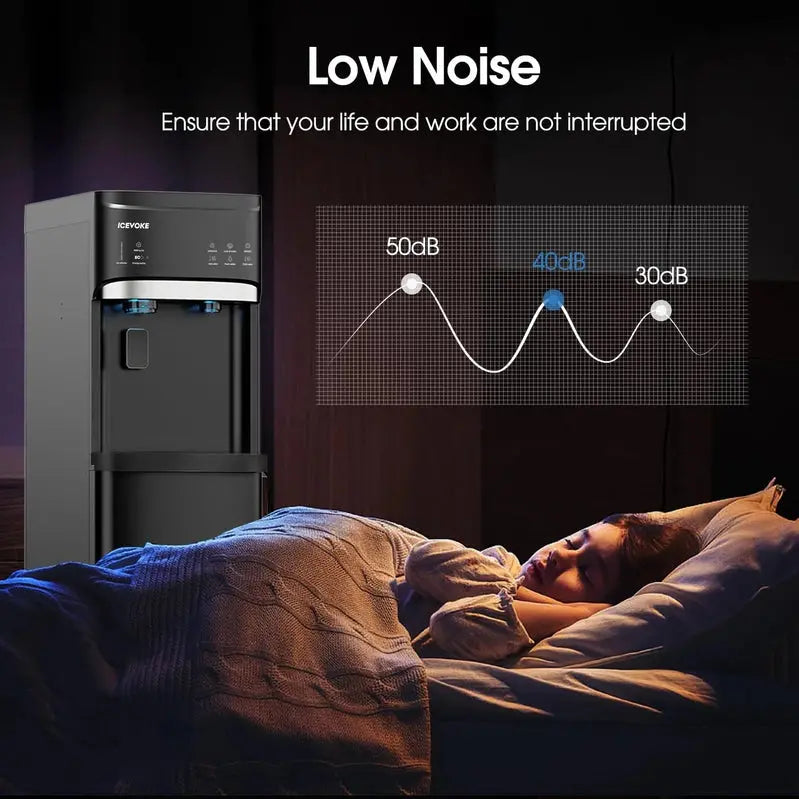 Bottom-Load Self-Cleaning Water Dispenser with Built-In Ice Maker  Black