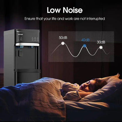 Bottom-Load Self-Cleaning Water Dispenser with Built-In Ice Maker  Black