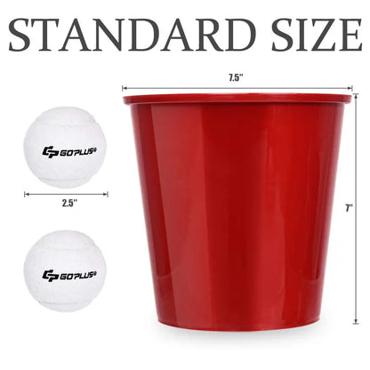 Giant Yard Pong Game Set  Outdoor Bean Bag Toss with 12 Buckets, 2 Balls, and Carry Bag