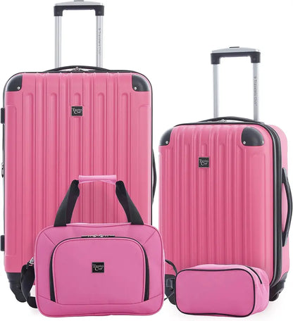 Coolife Lilac Hardside Luggage Set  4-Piece Expandable Spinner Suitcase Collection