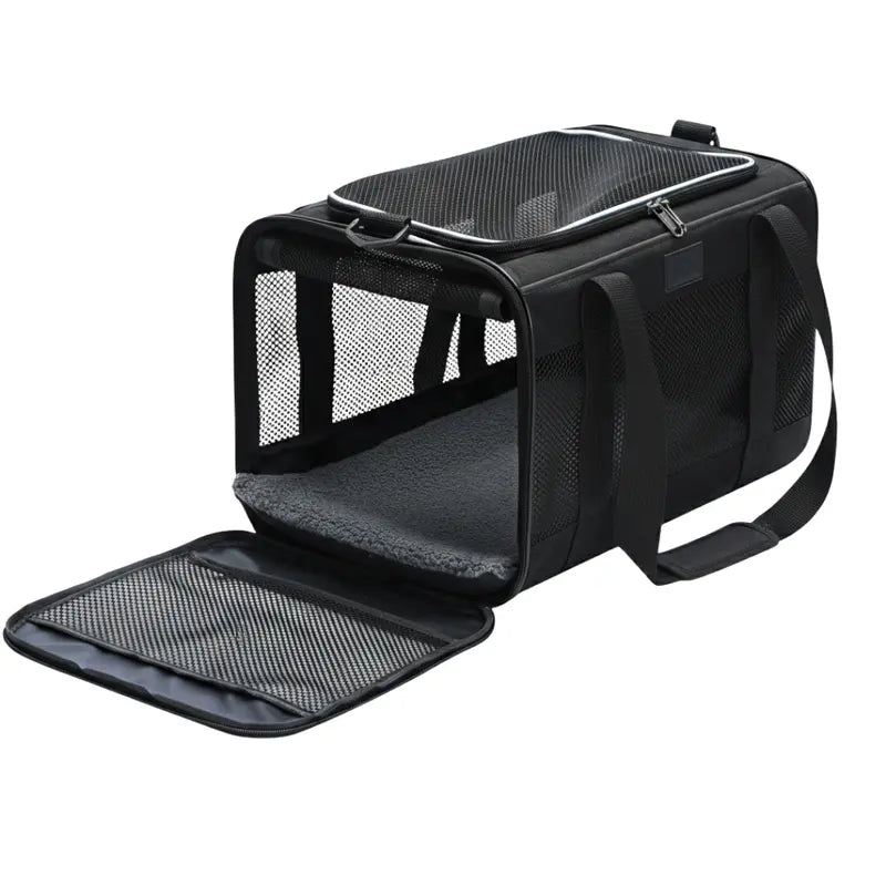 Dual-Sized Pet Carrier Bag with Fleece-Lined Bed and Rigid Base Insert